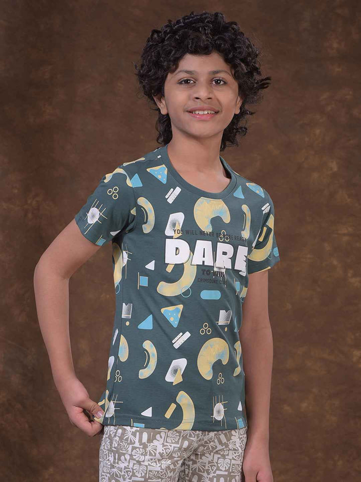 Green Typographic Print T-Shirt