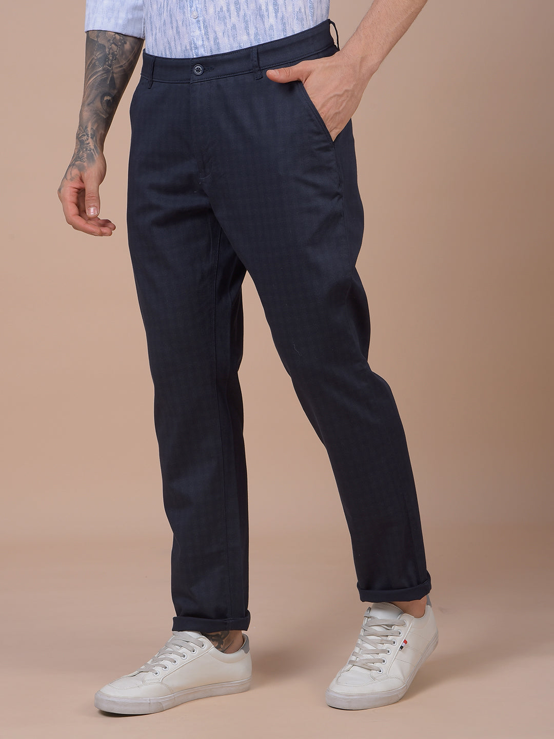 Navy Blue Printed Trousers