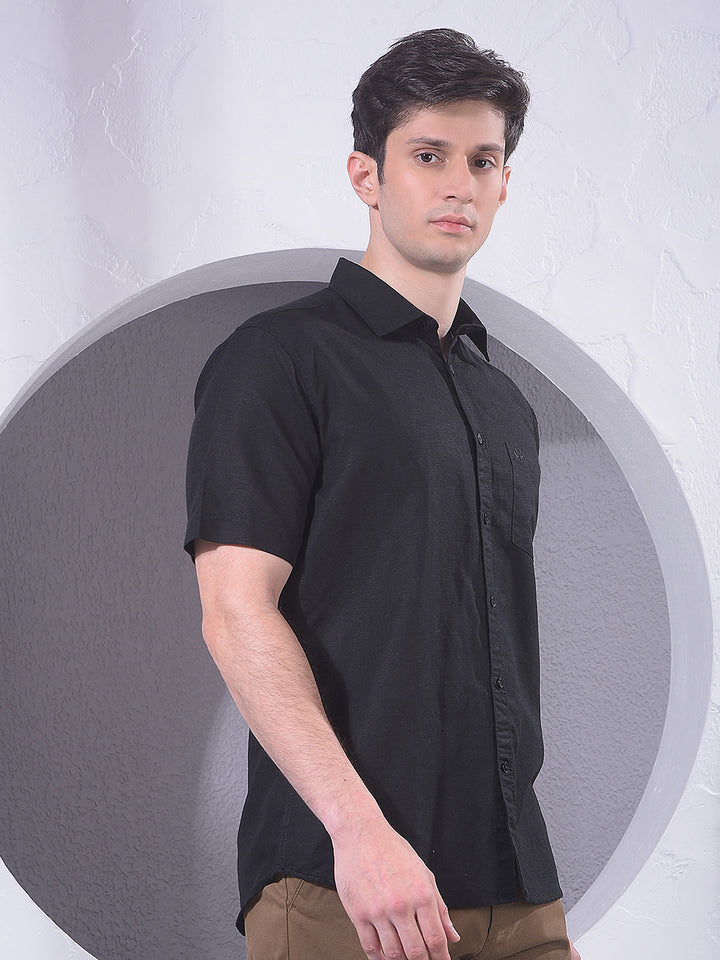 Sleek Black Linen Shirt