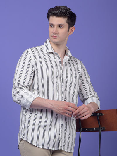 Grey Vertical Stripes 100% Cotton Shirt