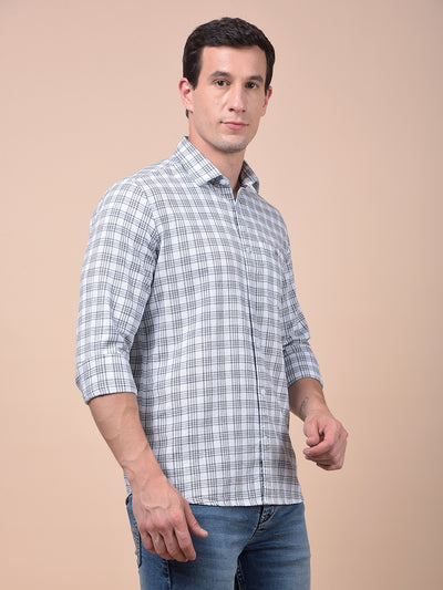 White Checked 100% Cotton Shirt