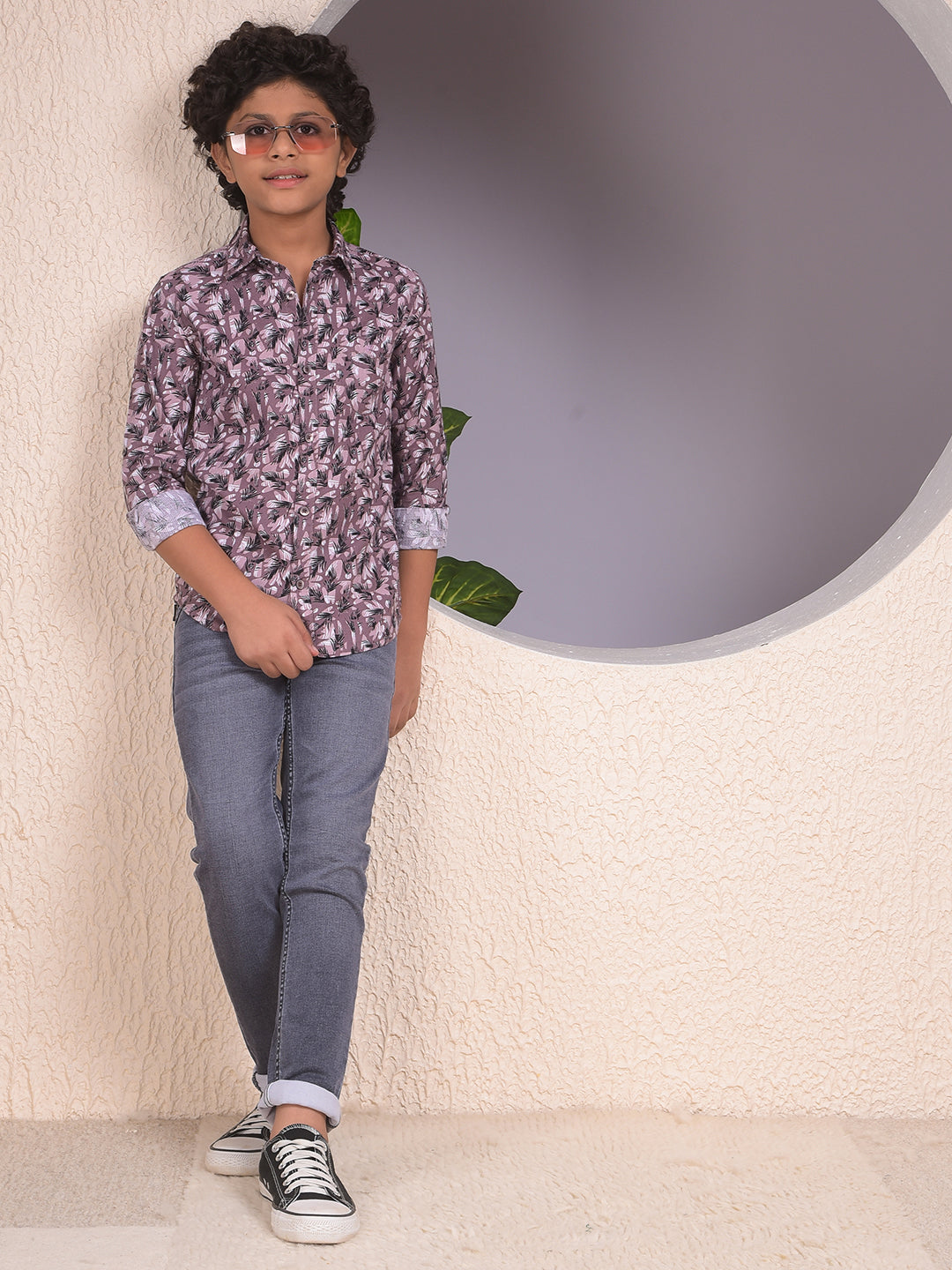 Purple Floral Print Shirt
