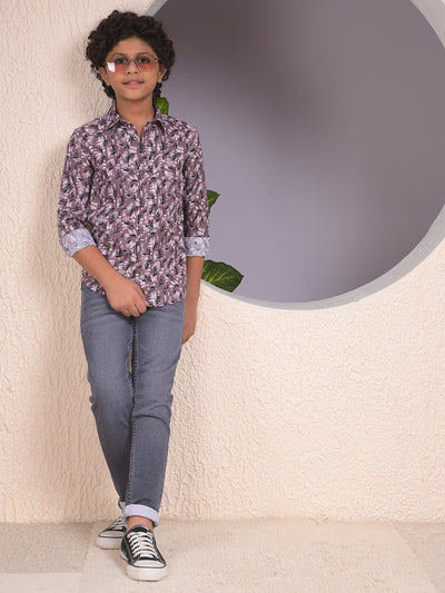 Purple Floral Print Shirt