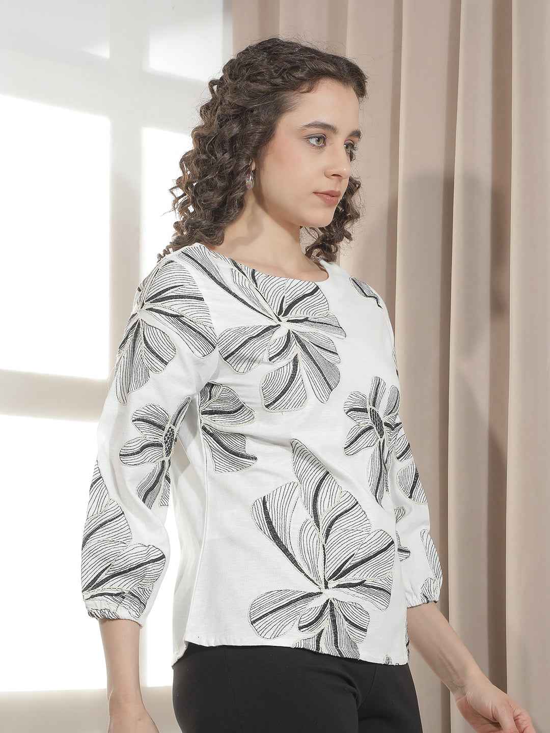 Chic White Minimalist Floral Top