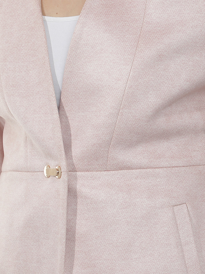 Modern Soft Rose Pink V-Neck Coat