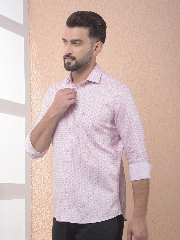 Pink Printed 100% Cotton Shirt