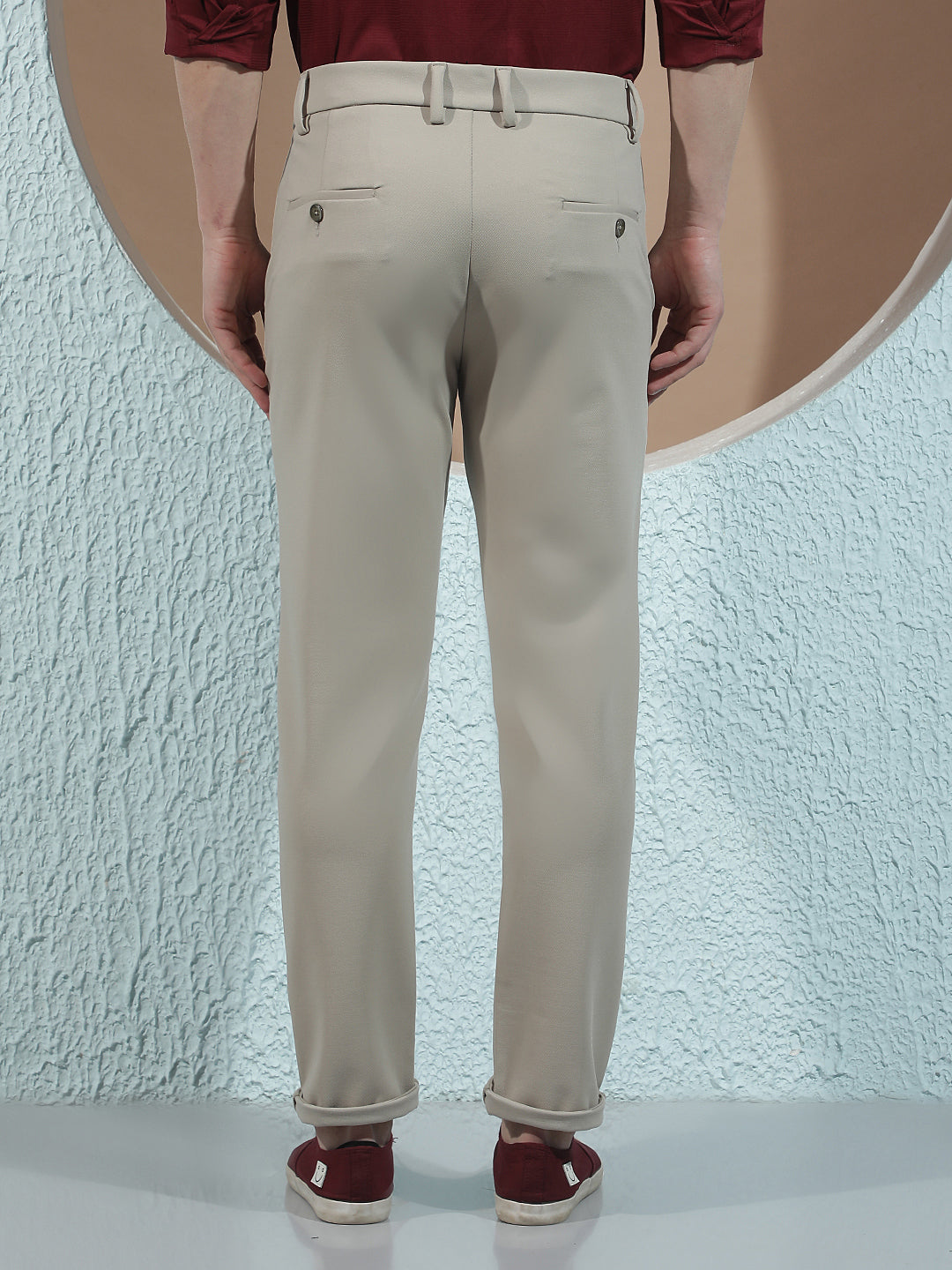 Relaxed Oatmeal Beige Knitted Trousers