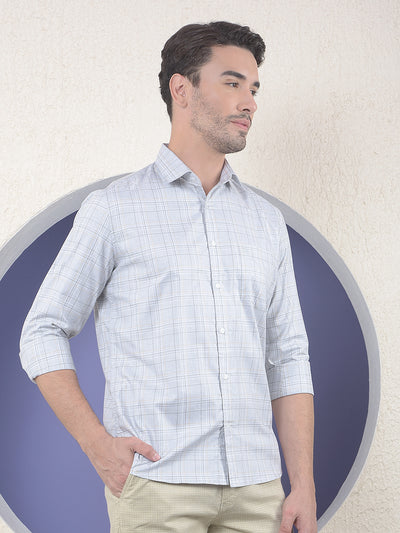Grey Checked 100% Cotton Shirt
