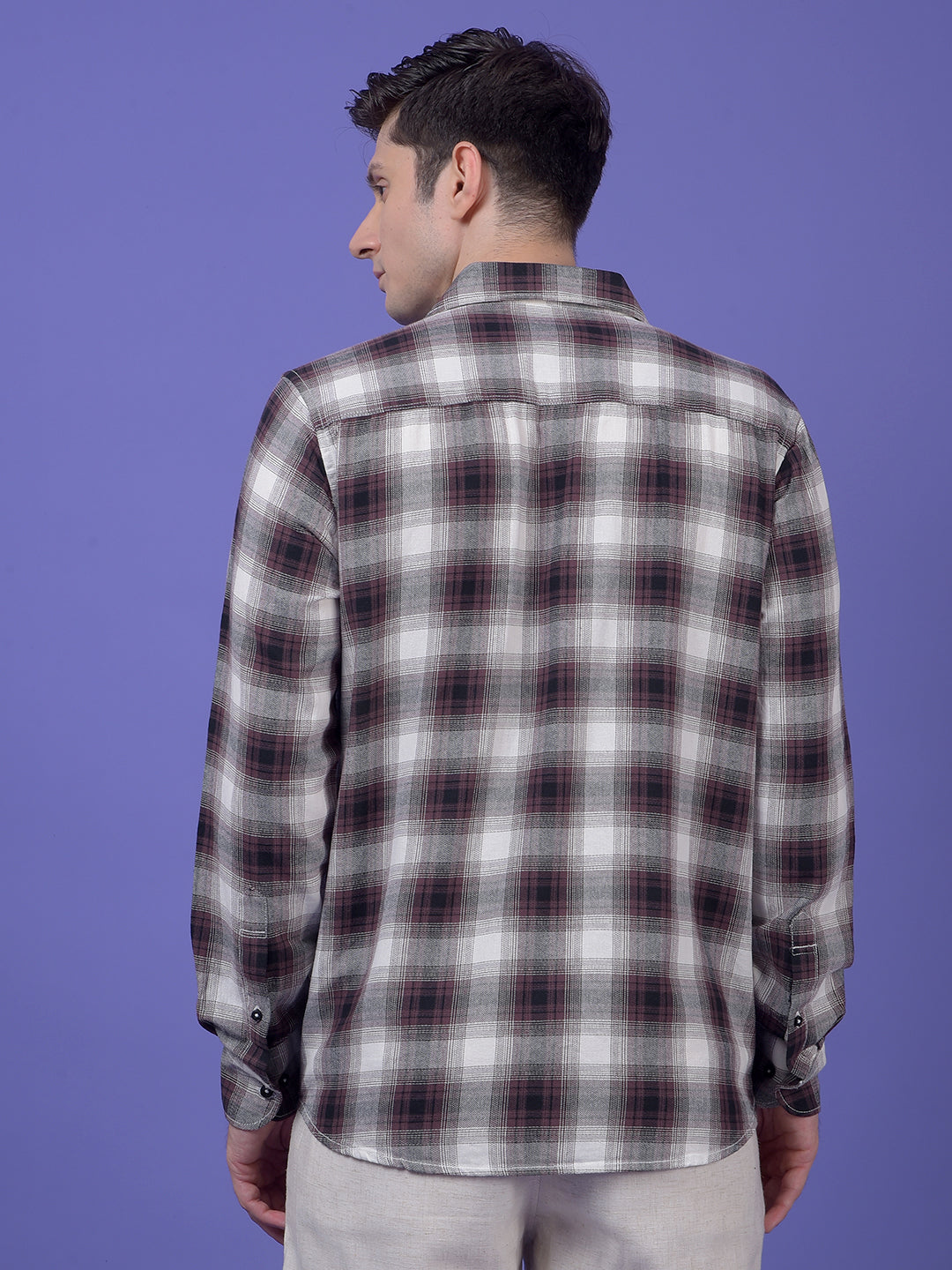 Maroon Checked 100% Cotton Shirt