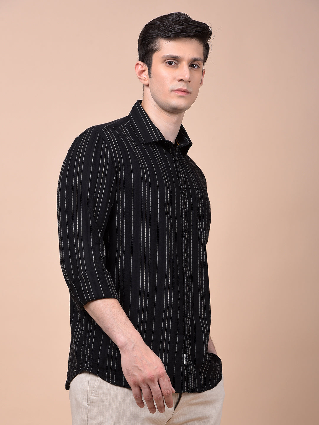 Black Vertical Stripes 100% Cotton Shirt