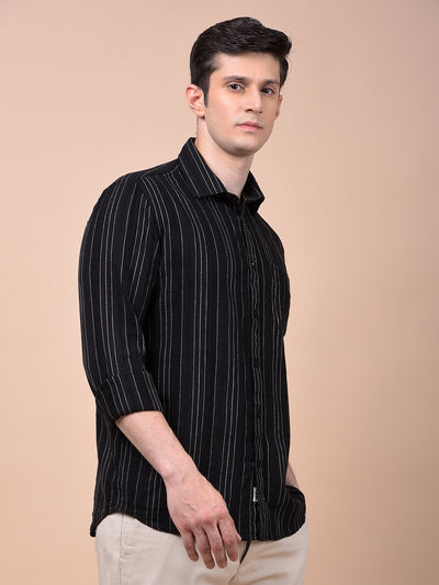Black Vertical Stripes 100% Cotton Shirt