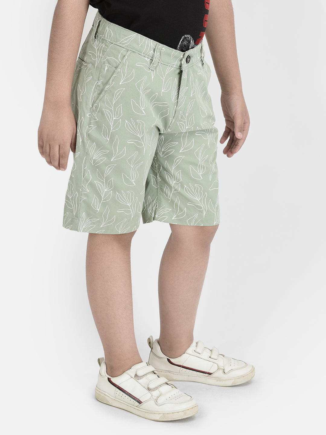 Green Floral Print 100% Cotton Shorts