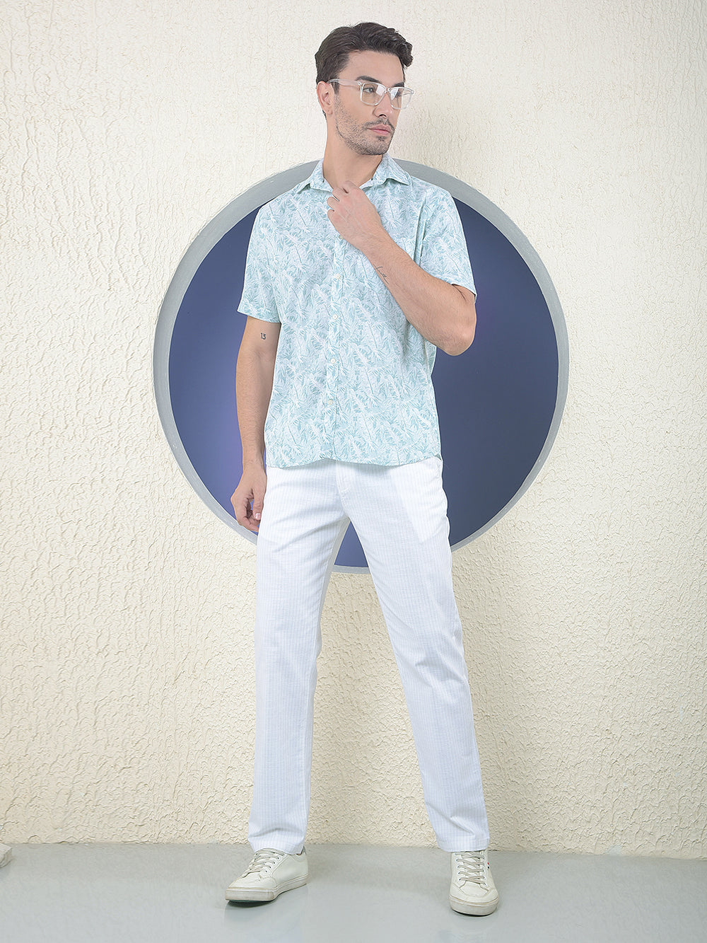 Green Floral Printed Linen Shirt