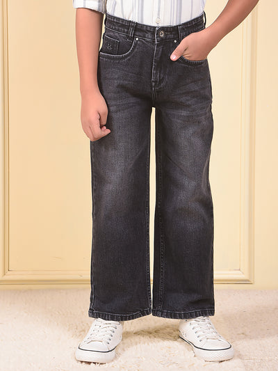 Black Dark Wash Baggy Jeans