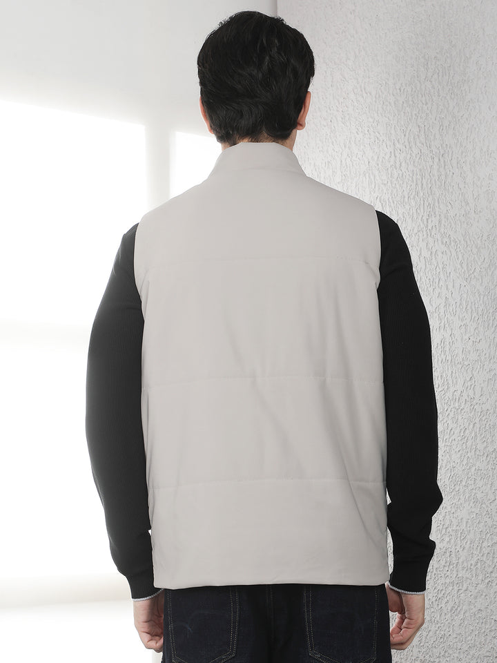 Beige Utility Sleeveless Jacket