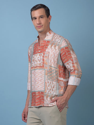 Orange Printed Shirt