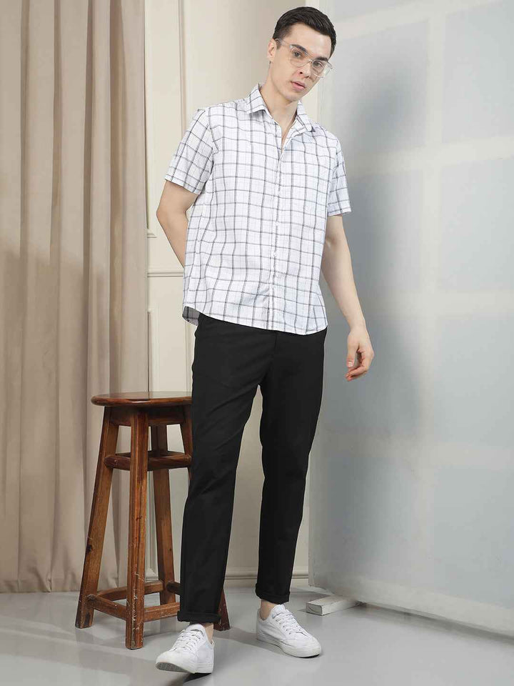 White Checked 100% Cotton Shirt