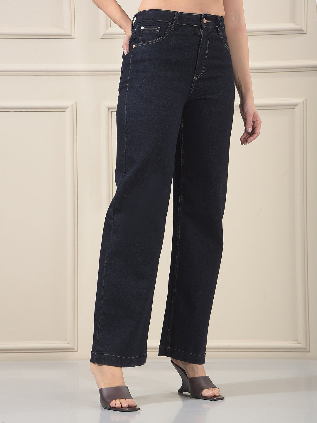 Trendy Blue Wide Leg Jeans