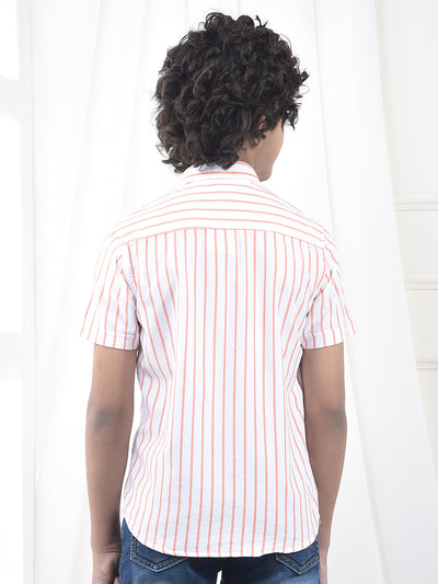 Peach Vertical Stripes 100% Cotton Shirt