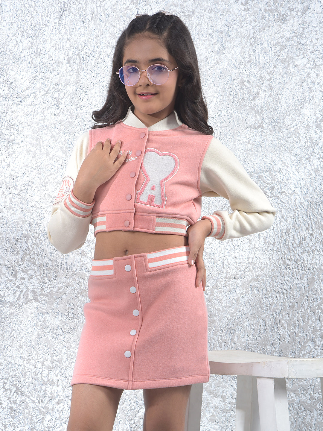 Peach Color-Block Cropped Co-Ord Set