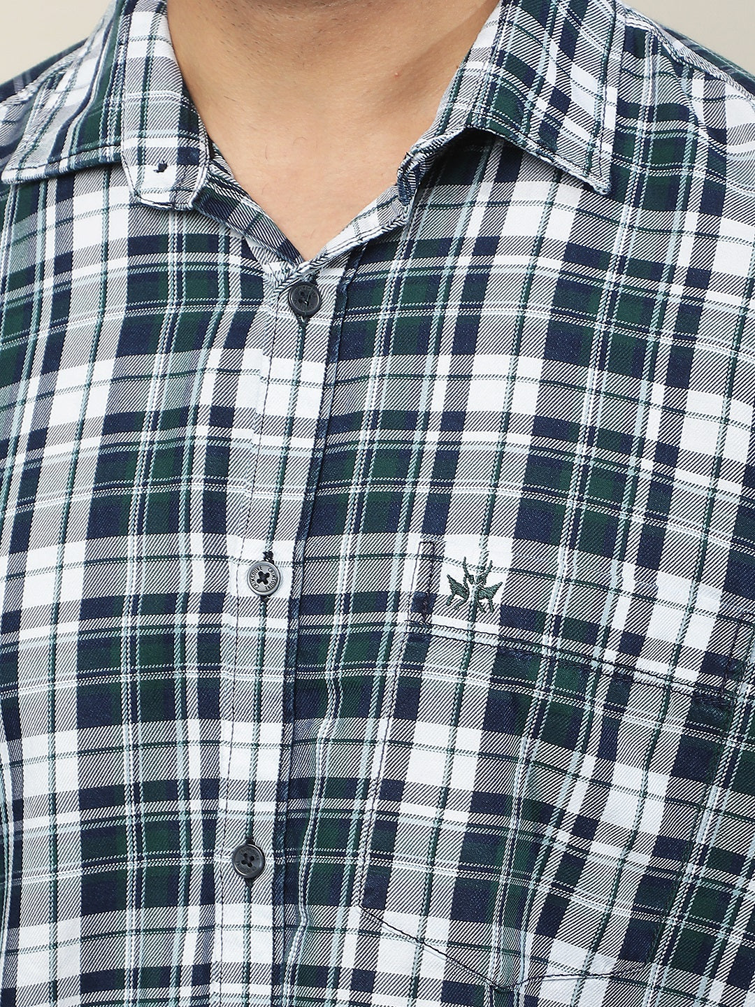 Forest Green 100% Cotton Checked Shirt