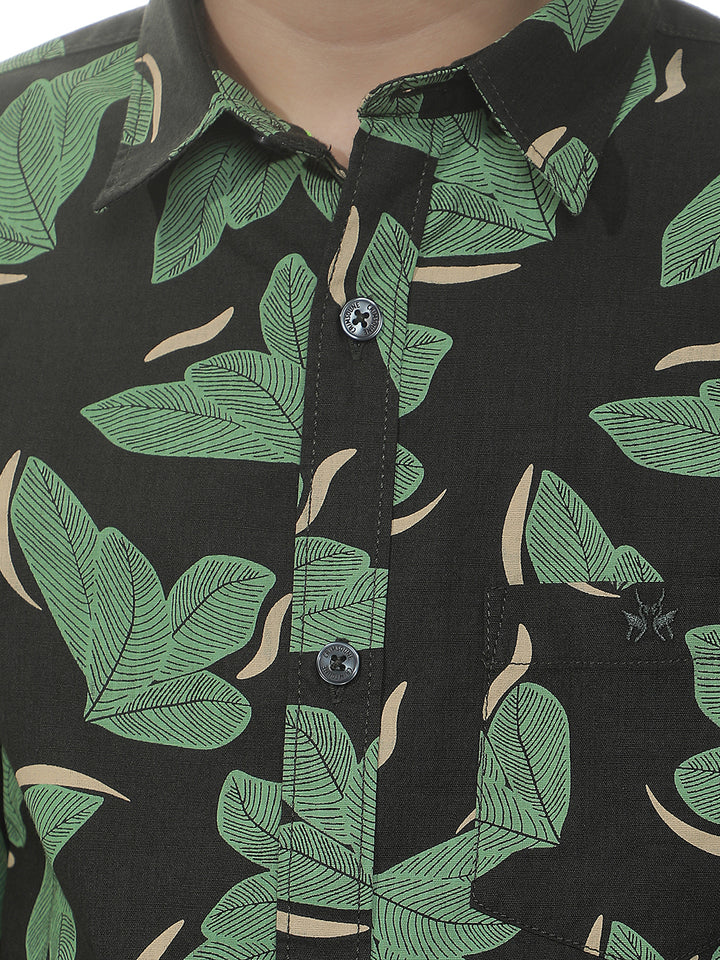 Fern Green Botanical Print 100% Cotton Shirt