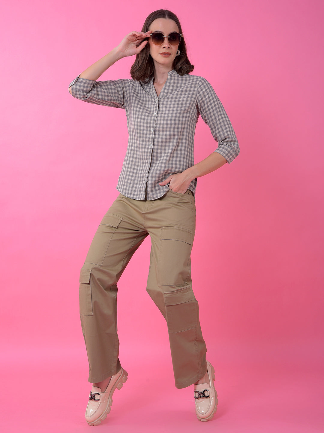 Khaki Baggy Cargo Trousers