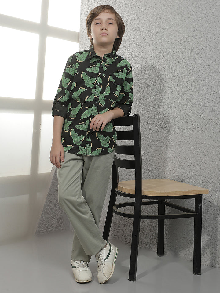 Fern Green Botanical Print 100% Cotton Shirt
