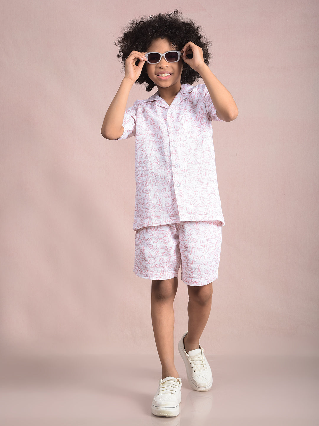 Peach Floral Print Shorts