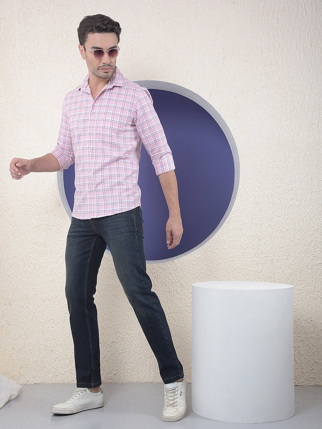 Pink Checked Casual Shirt