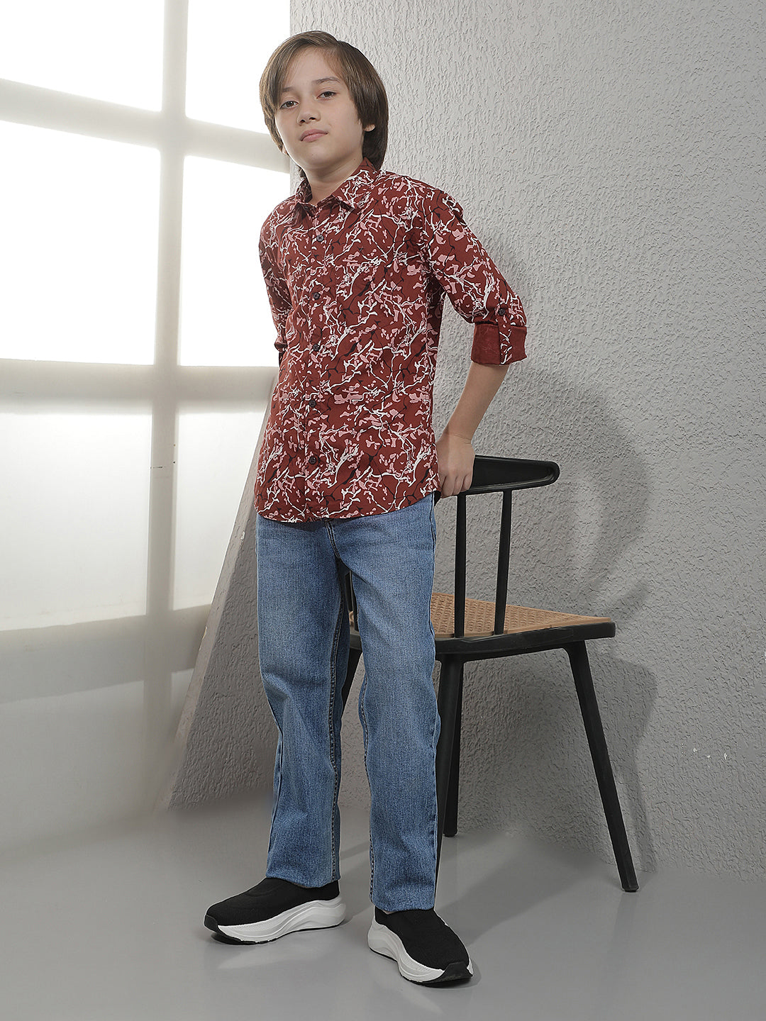 Dark Wine Graphic Print 100% Cotton Shirt