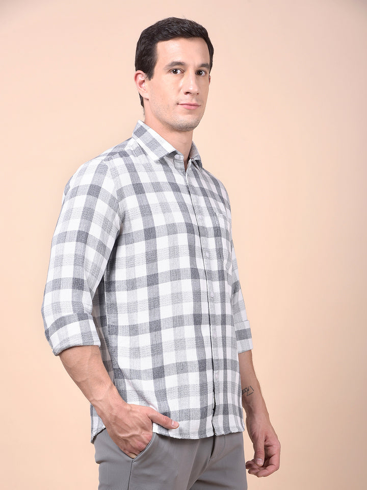 White Checked 100% Cotton Shirt