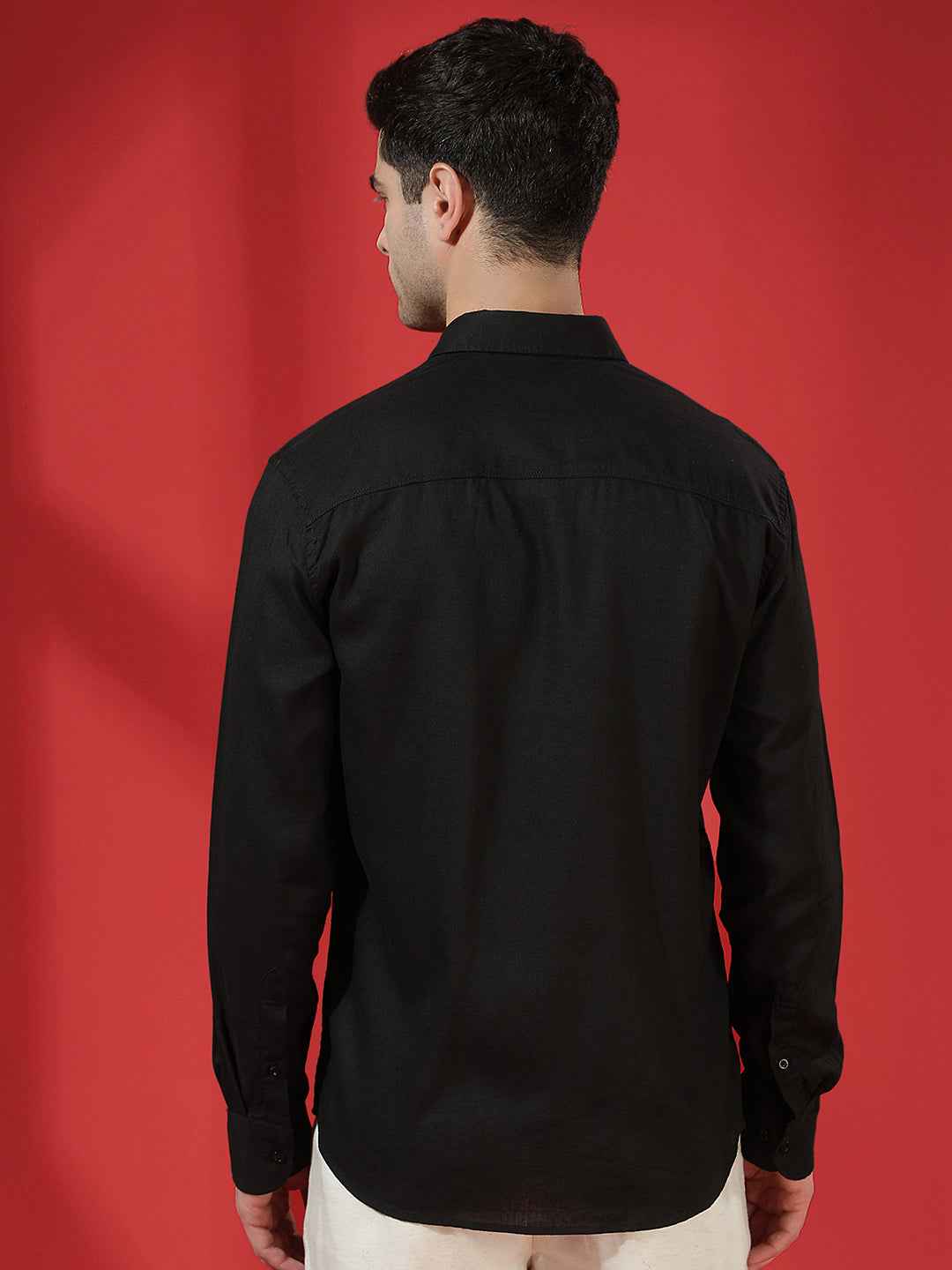 Black Lightweight Linen Summer Shirt