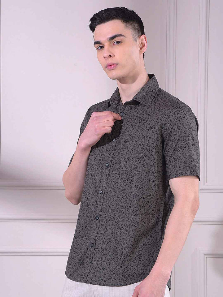 Grey Floral Print Shirt