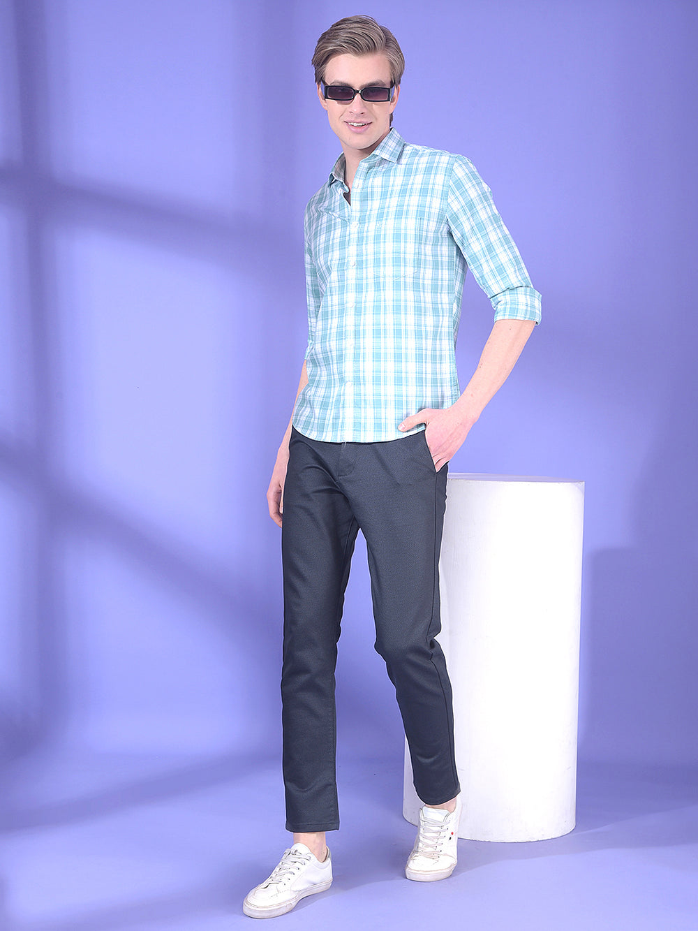 Blue Checked 100% Cotton Shirt