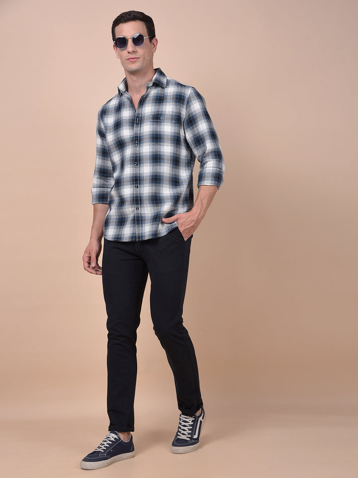 Blue Checked 100% Cotton Shirt