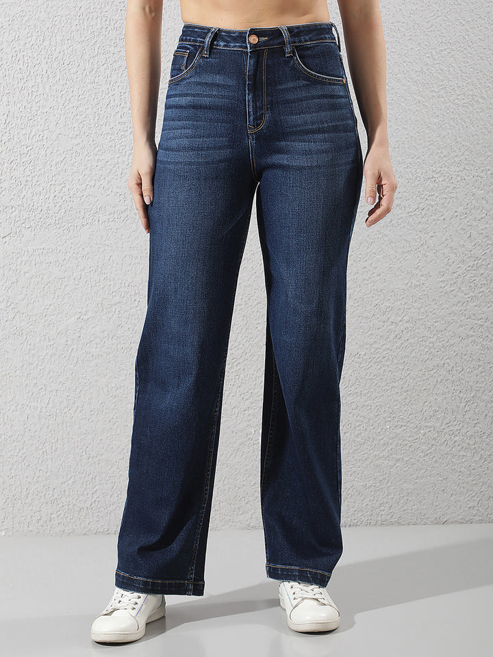 Tailored Sky Blue Wide-Leg Jeans