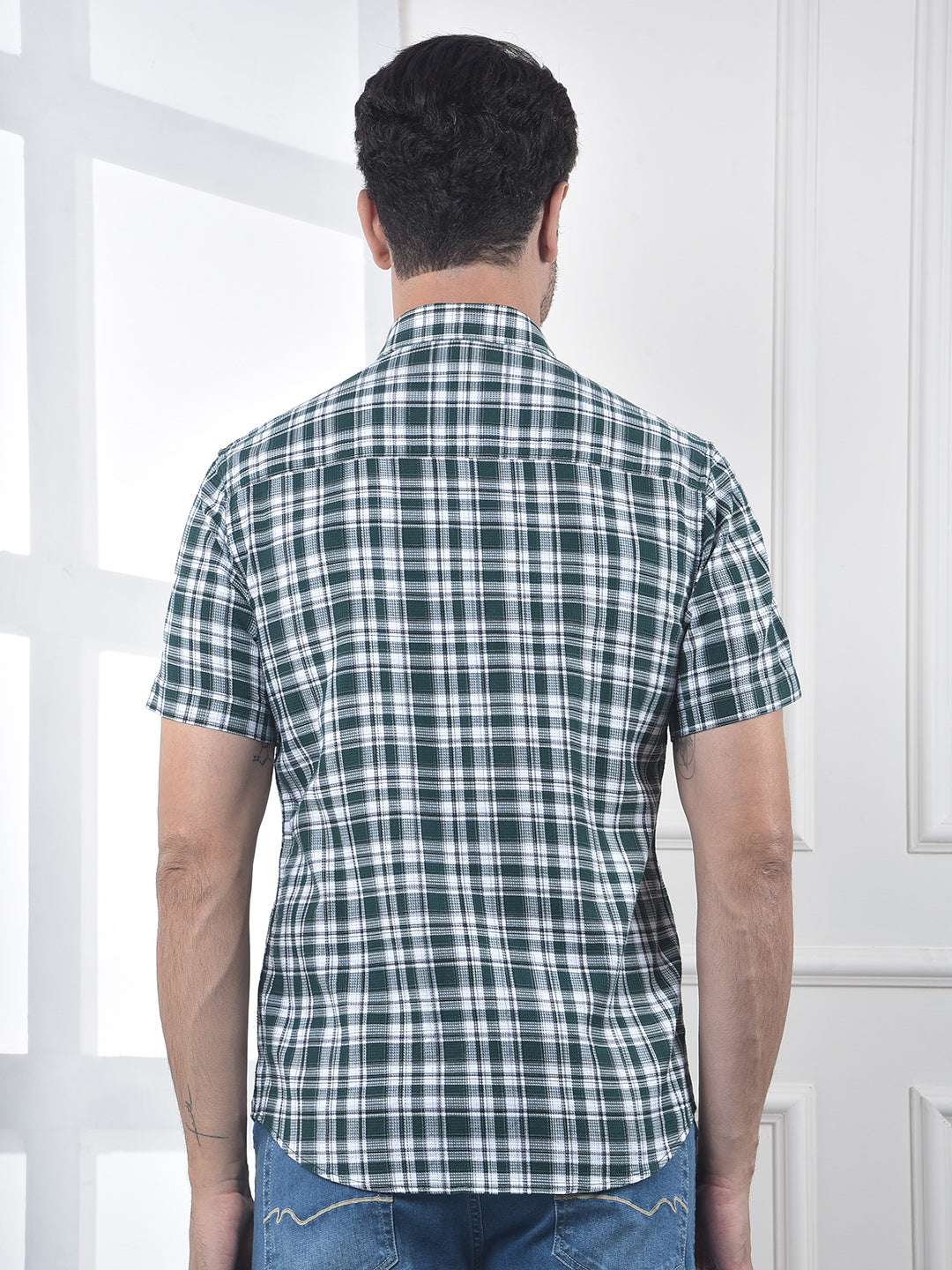 Green Checked 100% Cotton Shirt