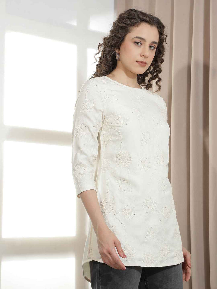 Regal Cream Embroidered Kurta