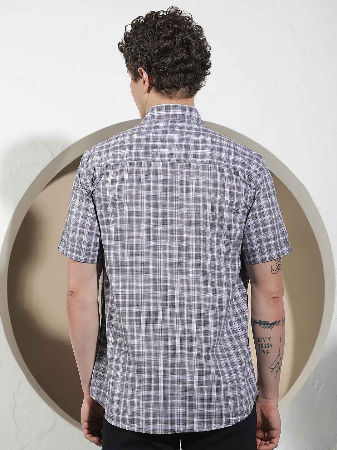 Purple Checked 100% Cotton Shirt
