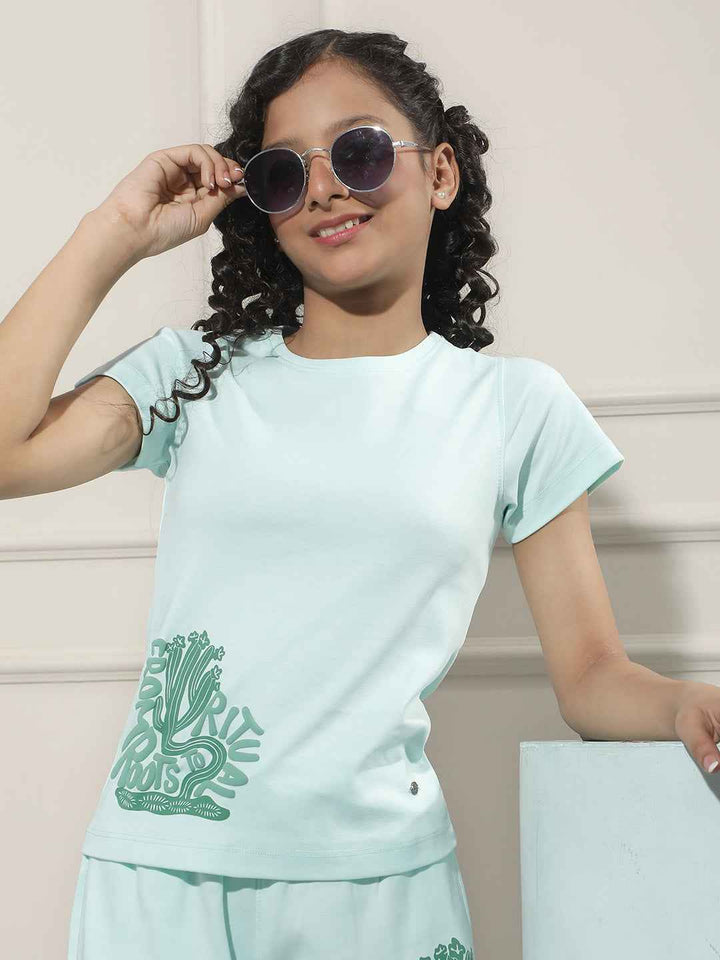 Green Typographic Print T-Shirt