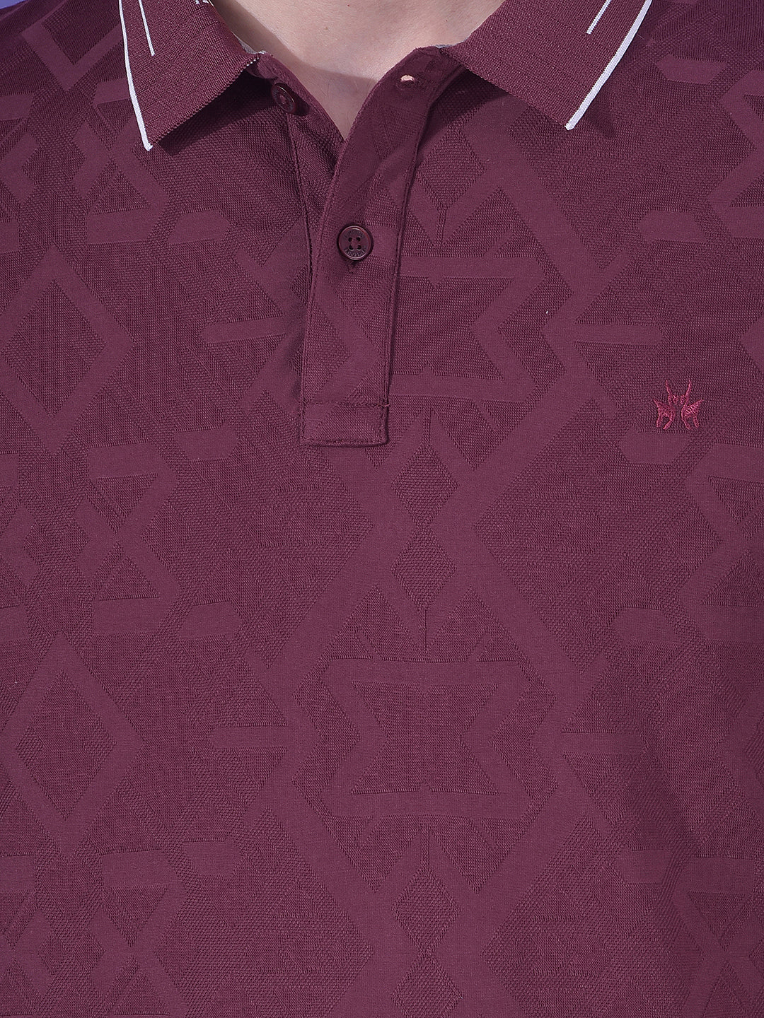 Maroon Jacquard Polo T-Shirt