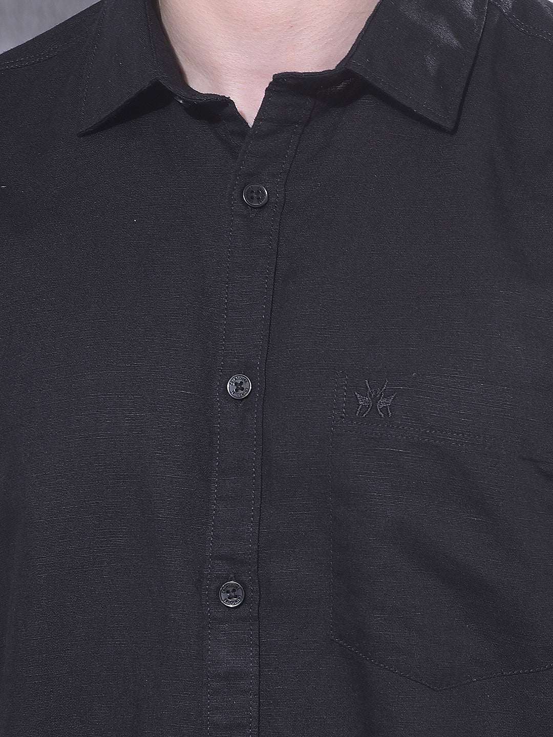 Sleek Black Linen Shirt