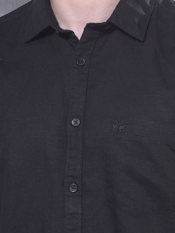 Sleek Black Linen Shirt