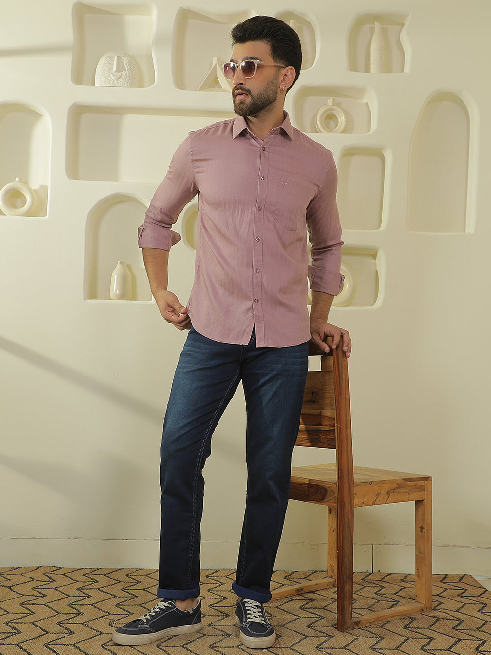 Pink Vertical Stripes Shirt