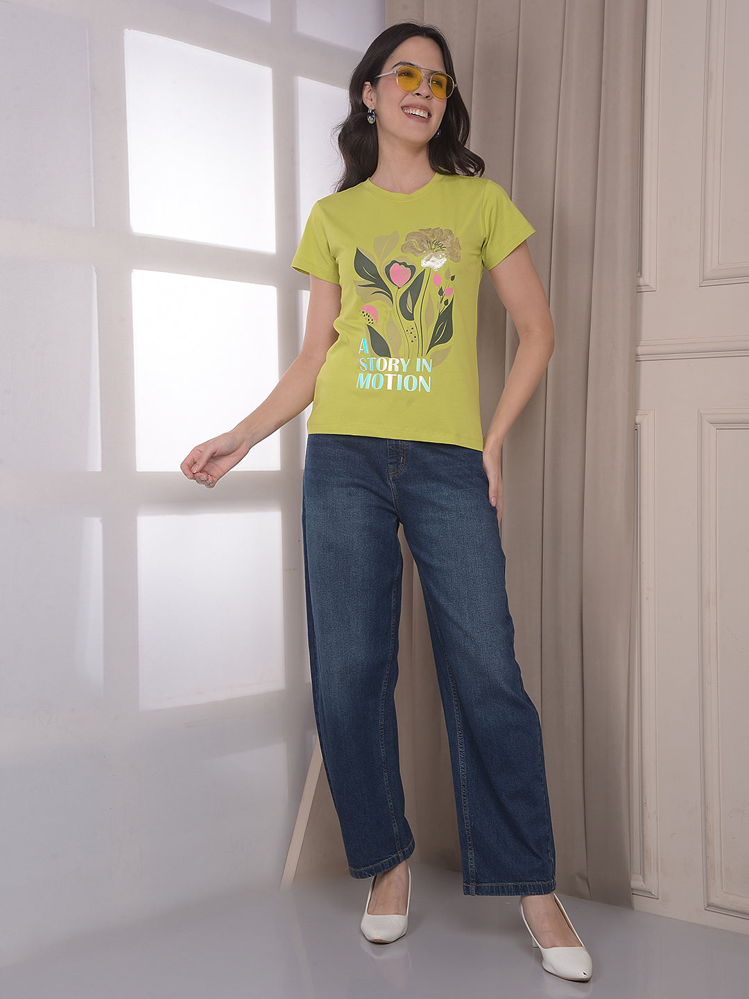 Green Floral Print T-Shirt