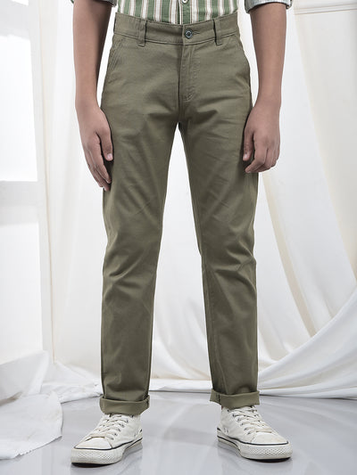Olive Vertical Stripes Trousers