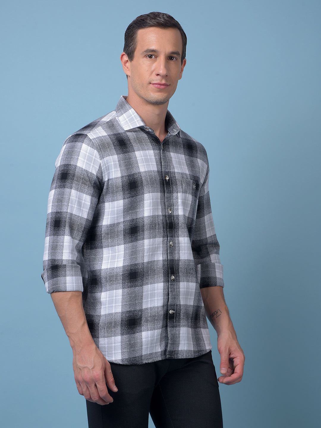 Black Checked 100% Cotton Shirt