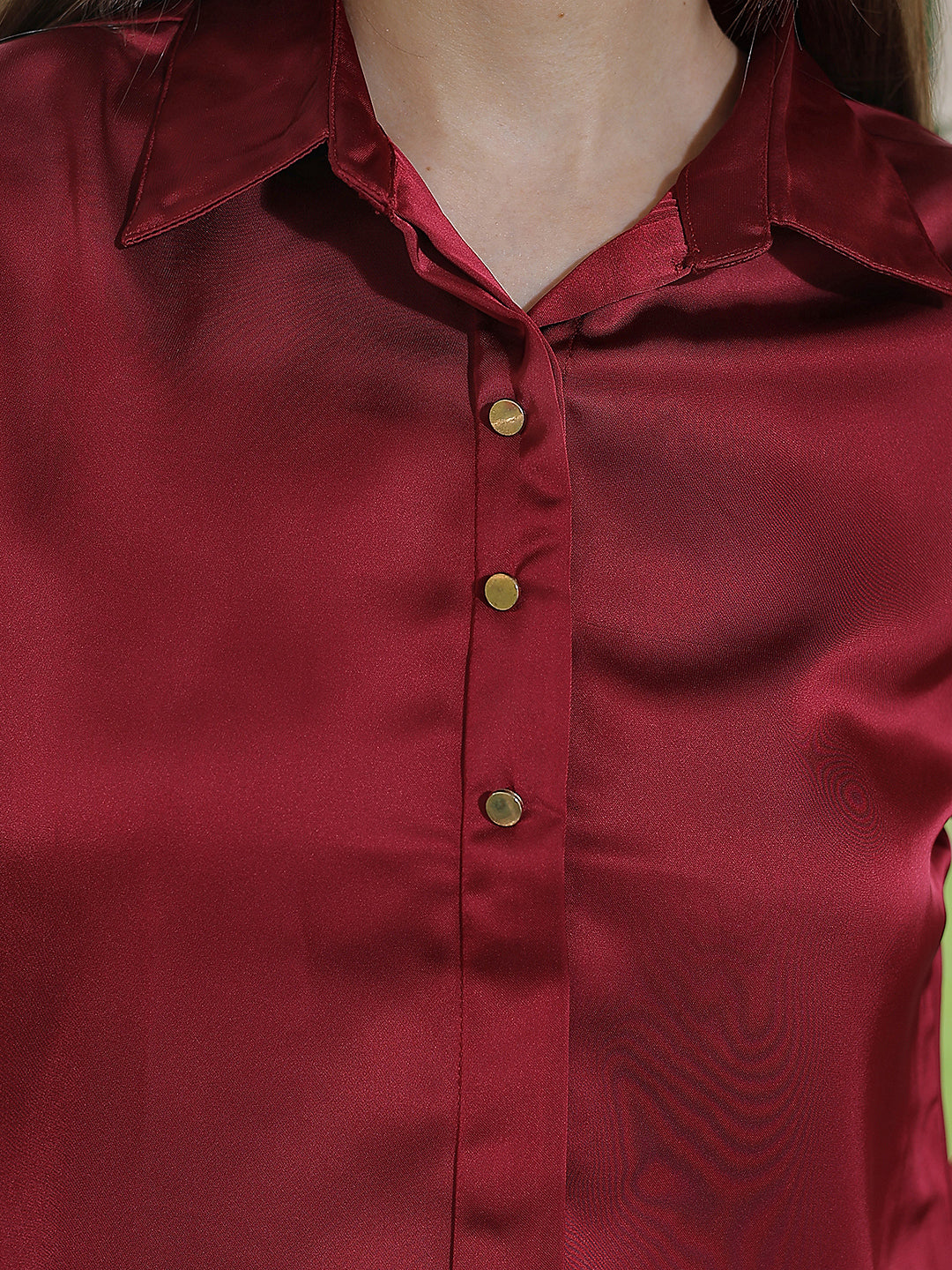 Ruby Red Satin Shirt