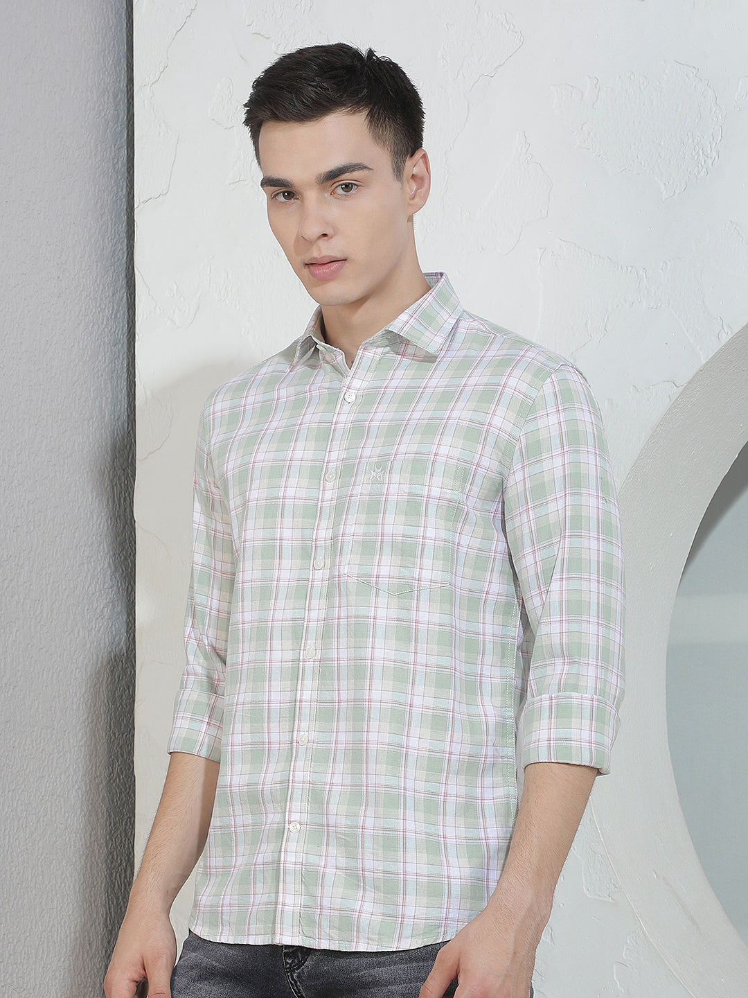 Green Checked 100% Cotton Shirt